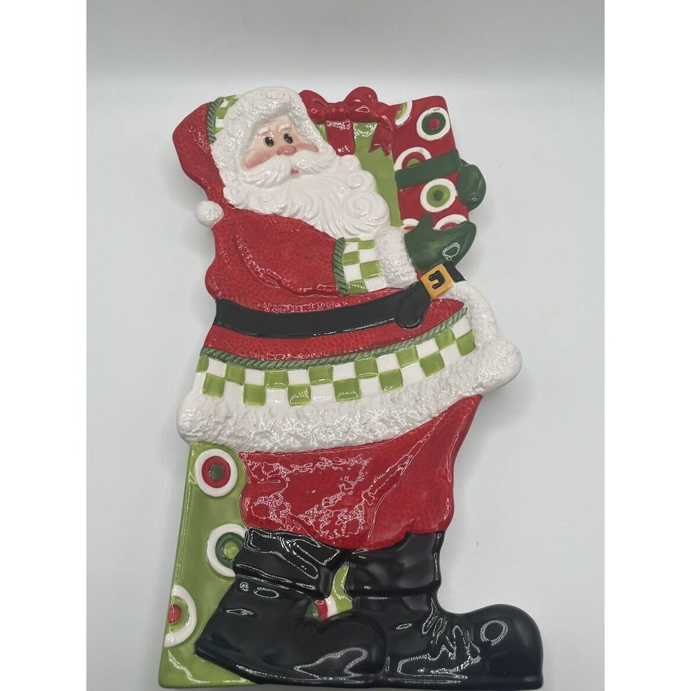 Fitz‎ and Floyd Christmas Santa Claus Holiday Cheer Ceramic Serving Tray Dish